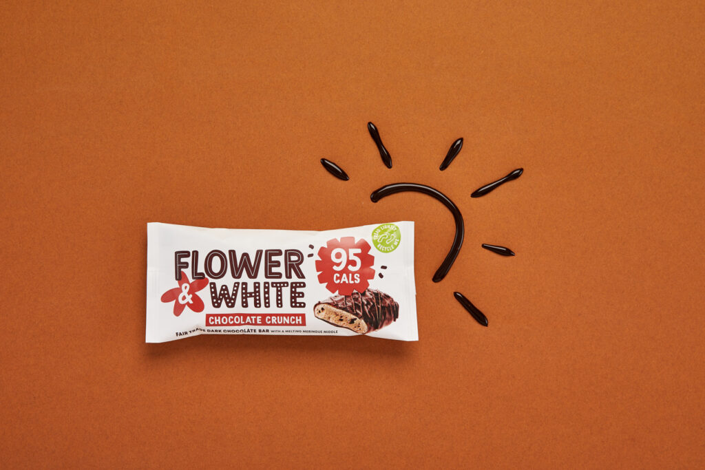 Low Calorie Chocolate Bars - Flower and White Chocolate Crunch Bar