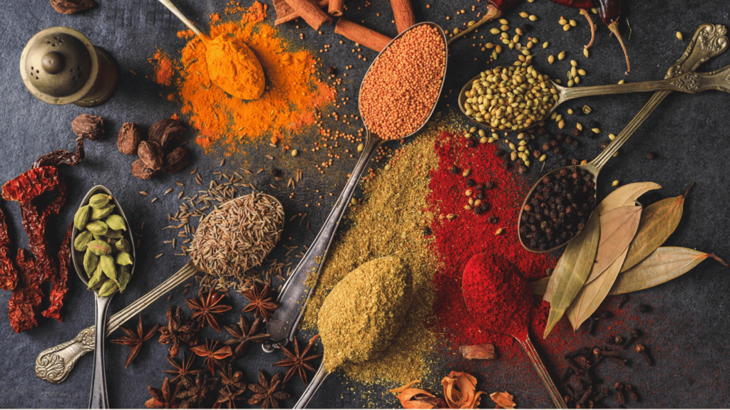 Industry Diversification In Snacking image 3; an array of powdered spices from around the world such as chilli powder, cumin, cardamom