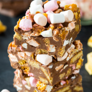 Traybakes rocky road stacked on top of each other